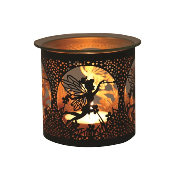 Tealight Wax Melter and Candle Holder - Black & Gold Silhouette Melter Fairy Tealight Wax Melter and Candle Holder - Black & Gold Silhouette Melter Fairy