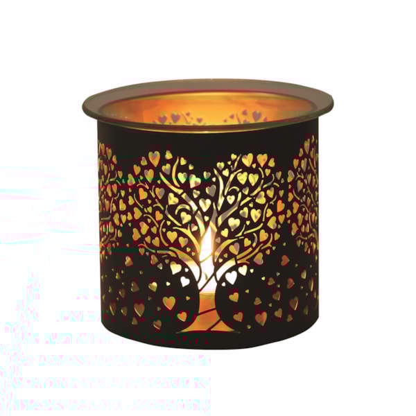 Tealight Wax Melter and Candle Holder -Black & Gold Silhouette Melter Heart Tree Tealight Wax Melter and Candle Holder -Black & Gold Silhouette Melter Heart Tree
