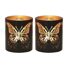 Votive Holder Metal Silhouette – Black and Gold Butterfly set of two Votive Holder Metal Silhouette – Black and Gold Butterfly set of two