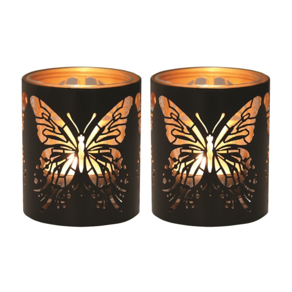 Votive Holder Metal Silhouette – Black and Gold Butterfly set of two Votive Holder Metal Silhouette – Black and Gold Butterfly set of two
