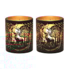 Votive Holder Metal Silhouette – Black and Gold Deer Family set of two Votive Holder Metal Silhouette – Black and Gold Deer Family set of two