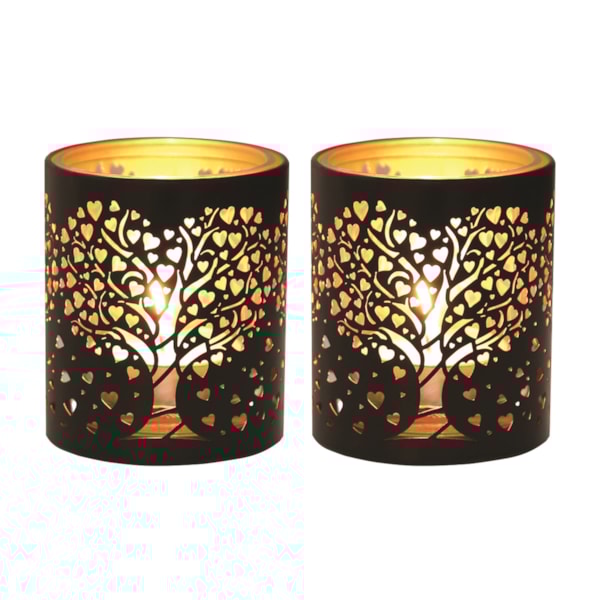 Votive Holder Metal Silhouette – Black and Gold Heart Tree set of two Votive Holder Metal Silhouette – Black and Gold Heart Tree set of two
