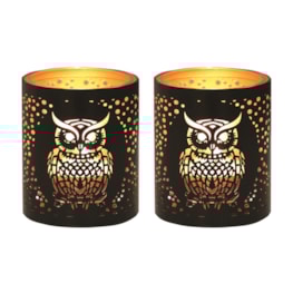 Votive Holder Metal Silhouette – Black and Gold Owl set of two Votive Holder Metal Silhouette – Black and Gold Owl set of two