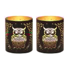 Votive Holder Metal Silhouette – Black and Gold Owl set of two Votive Holder Metal Silhouette – Black and Gold Owl set of two