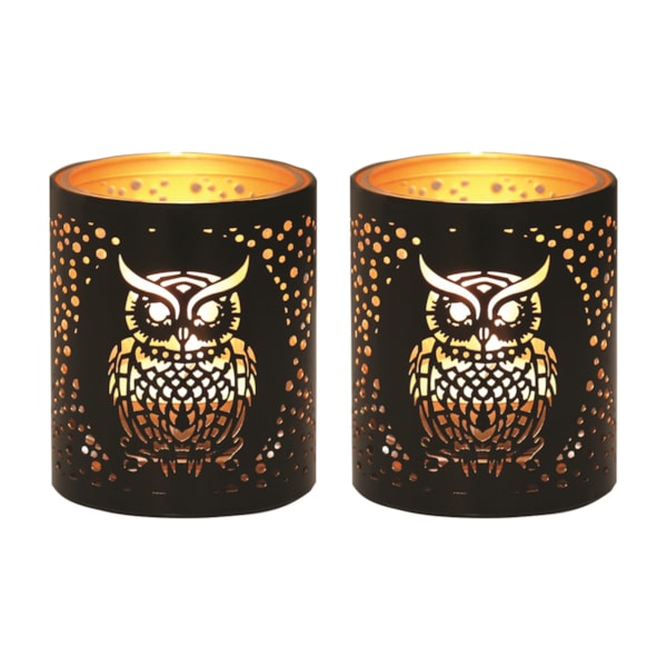 Votive Holder Metal Silhouette – Black and Gold Owl set of two Votive Holder Metal Silhouette – Black and Gold Owl set of two
