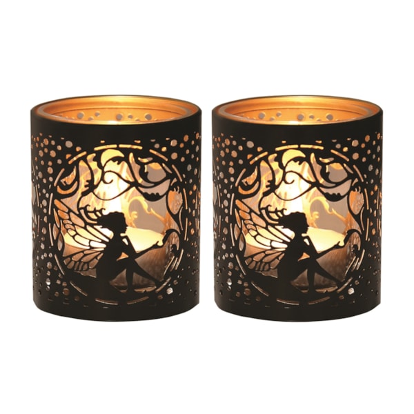Votive Holder Metal Silhouette – Black and Gold Seated Fairy set of two Votive Holder Metal Silhouette – Black and Gold Seated Fairy set of two