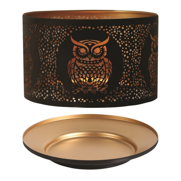 Jar Shade & Tray Set Metal Silhouette - Black Owl Jar Shade & Tray Set Metal Silhouette - Black Owl