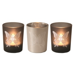 Black & Silver Butterfly Tealight Votive Holders Set3 Black & Silver Butterfly Tealight Votive Holders Set3