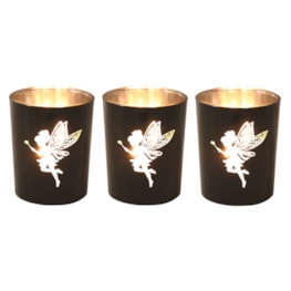 Black & Silver Fairy Tealight Votive Holders Set3 Black & Silver Fairy Tealight Votive Holders Set3