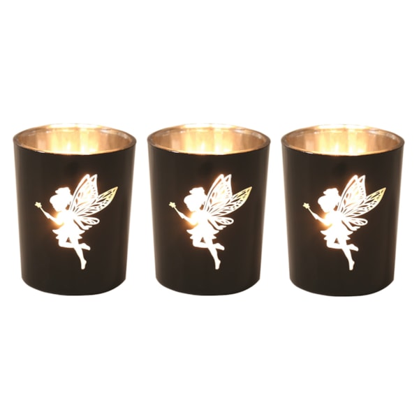Black & Silver Fairy Tealight Votive Holders Set3 Black & Silver Fairy Tealight Votive Holders Set3