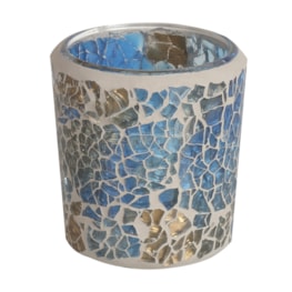 Blue and Gold Crackle Votive Holder Blue and Gold Crackle Votive Holder