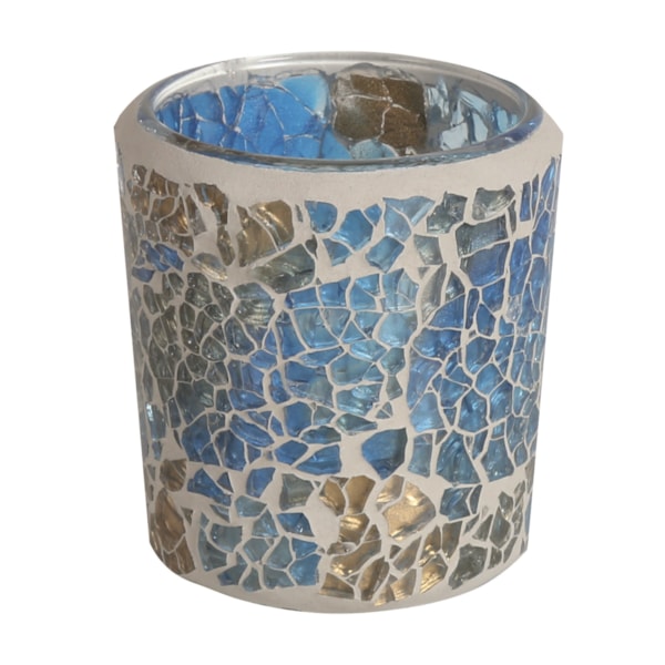 Blue and Gold Crackle Votive Holder Blue and Gold Crackle Votive Holder