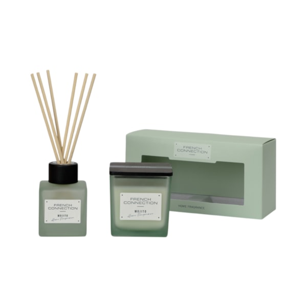 Mango Mojito Candle & Diffuser Gift Set by French Connection 100ml/220g Mango Mojito Candle & Diffuser Gift Set by French Connection 100ml/220g