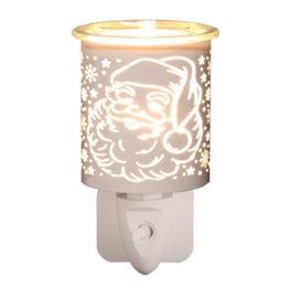 Wax Melter Plug In - White & Gold Silhouette Santa 13cm Wax Melter Plug In - White & Gold Silhouette Santa 13cm