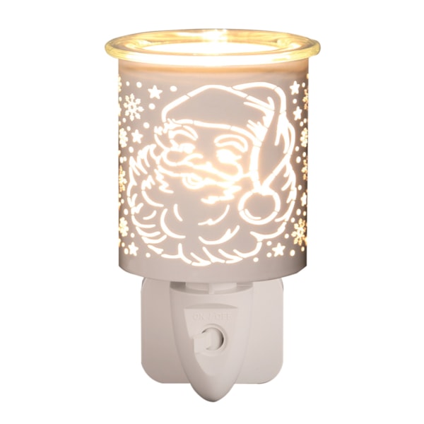 Wax Melter Plug In - White & Gold Silhouette Santa 13cm Wax Melter Plug In - White & Gold Silhouette Santa 13cm