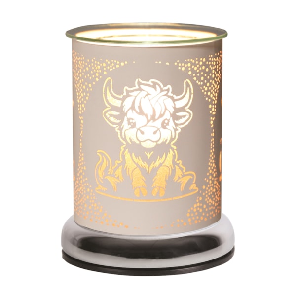 Electric Wax Melter Touch - White Silhouette Highland Cow 17cm Electric Wax Melter Touch - White Silhouette Highland Cow 17cm