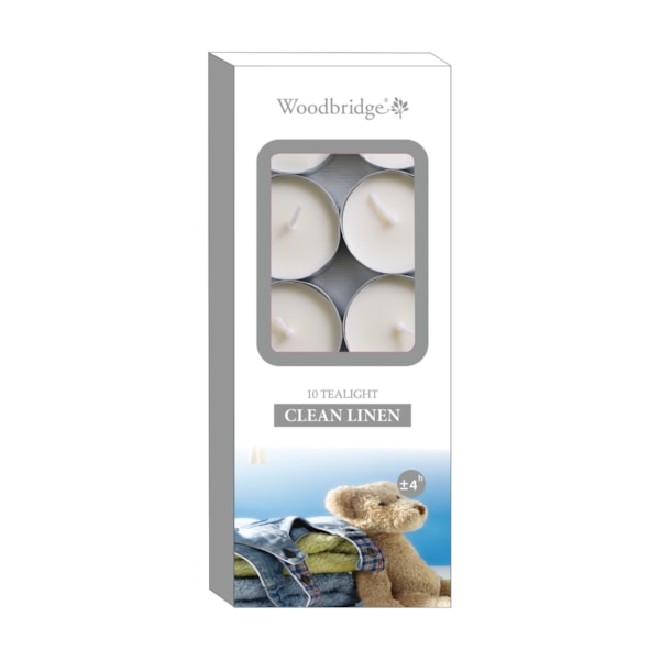 Pack 10 Tealights Clean Linen by Woodbridge Pack 10 Tealights Clean Linen by Woodbridge