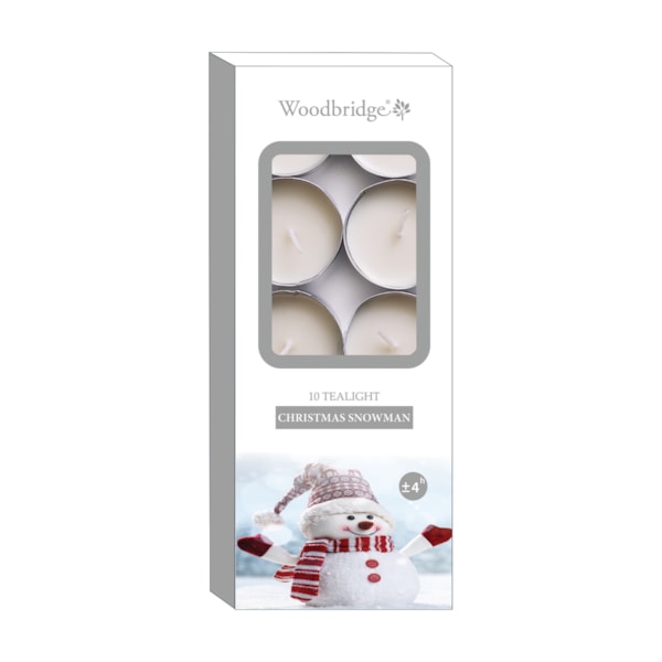 Pack 10 Tealights Christmas Snowman Man by Woodbridge Pack 10 Tealights Christmas Snowman Man by Woodbridge