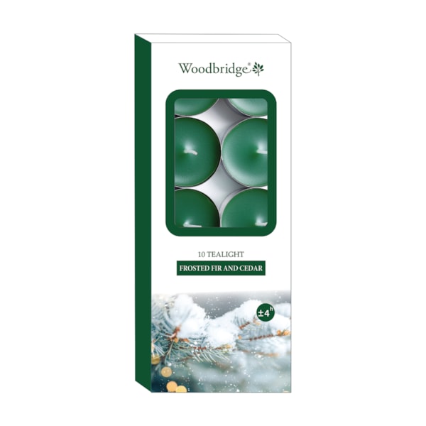 Pack 10 Tealights Frosted Fir & Cedar Man by Woodbridge Pack 10 Tealights Frosted Fir & Cedar Man by Woodbridge