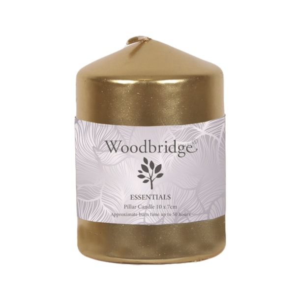 Gold Metallic Unscented Pillar Candle 10x7cm Gold Metallic Unscented Pillar Candle 10x7cm