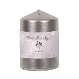 Silver Metallic Unscented Pillar Candle 10x7cm Silver Metallic Unscented Pillar Candle 10x7cm