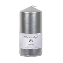 Silver Metallic Unscented Pillar Candle 15x7cm Silver Metallic Unscented Pillar Candle 15x7cm