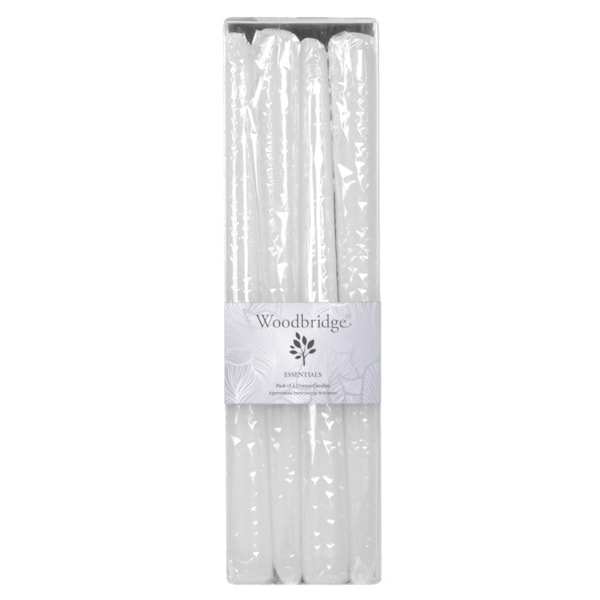 White Unscented Tapered Dinner Candle Pack of 4 30cm White Unscented Tapered Dinner Candle Pack of 4 30cm