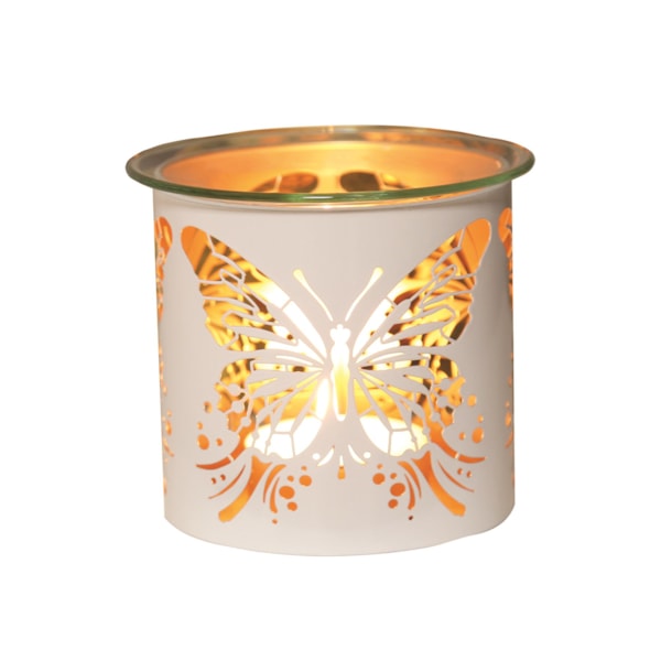 Tealight Wax Melter and Candle Holder - White & Gold Silhouette Melter Butterfly Tealight Wax Melter and Candle Holder - White & Gold Silhouette Melter Butterfly