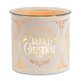 Tealight Wax Melter and Candle Holder - White Silhouette Merry Christmas Tealight Wax Melter and Candle Holder - White Silhouette Merry Christmas