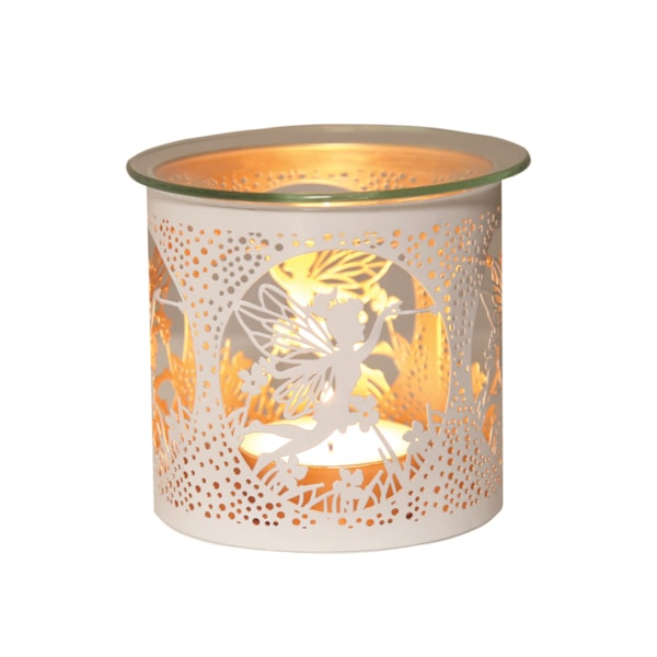 Tealight Wax Melter and Candle Holder - White & Gold Silhouette Melter Fairy Tealight Wax Melter and Candle Holder - White & Gold Silhouette Melter Fairy