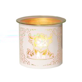 Tealight Wax Melter and Candle Holder - White & Gold Silhouette Melter Highland Tealight Wax Melter and Candle Holder - White & Gold Silhouette Melter Highland