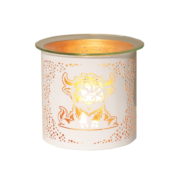 Tealight Wax Melter and Candle Holder - White & Gold Silhouette Melter Highland Tealight Wax Melter and Candle Holder - White & Gold Silhouette Melter Highland