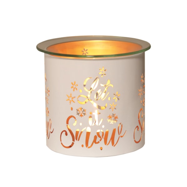 Tealight Wax Melter and Candle Holder-White & Gold Silhouette Melter Let it Snow Tealight Wax Melter and Candle Holder-White & Gold Silhouette Melter Let it Snow