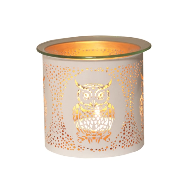 Tealight Wax Melter and Candle Holder - White & Gold Silhouette Melter Owl Tealight Wax Melter and Candle Holder - White & Gold Silhouette Melter Owl