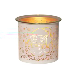 Tealight Wax Melter and Candle Holder - White & Gold Silhouette Melter Santa Tealight Wax Melter and Candle Holder - White & Gold Silhouette Melter Santa