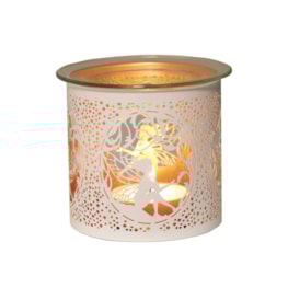 Tealight Wax Melter and Candle Holder -White & Gold Silhouette Melter seat fairy Tealight Wax Melter and Candle Holder -White & Gold Silhouette Melter seat fairy