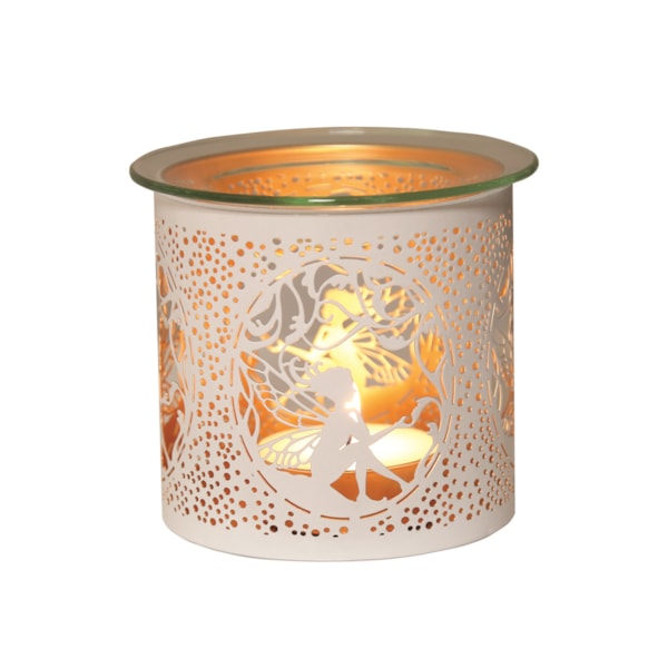 Tealight Wax Melter and Candle Holder -White & Gold Silhouette Melter seat fairy Tealight Wax Melter and Candle Holder -White & Gold Silhouette Melter seat fairy