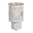 Wax Melter Plug In - White & Gold Silhouette Baubles 13cm Wax Melter Plug In - White & Gold Silhouette Baubles 13cm