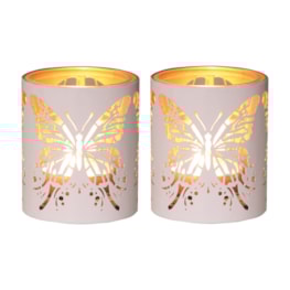 Votive Holder Metal Silhouette – White and Gold Butterfly set of two Votive Holder Metal Silhouette – White and Gold Butterfly set of two
