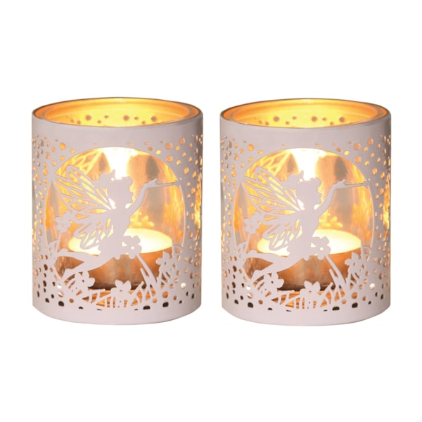 Votive Holder Metal Silhouette – White and Gold Fly Fairy set of two Votive Holder Metal Silhouette – White and Gold Fly Fairy set of two
