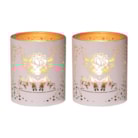 Votive Holder Metal Silhouette – White and Gold Highland set of two Votive Holder Metal Silhouette – White and Gold Highland set of two