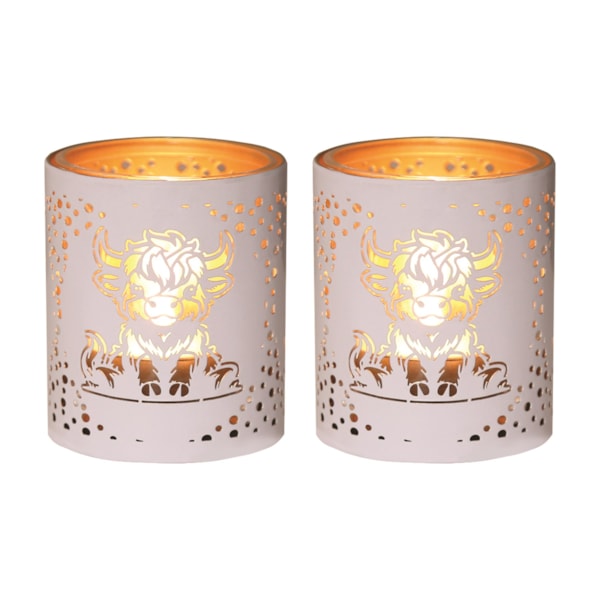 Votive Holder Metal Silhouette – White and Gold Highland set of two Votive Holder Metal Silhouette – White and Gold Highland set of two