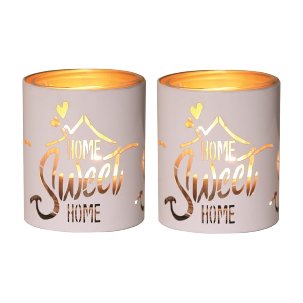 Votive Holder Metal Silhouette – White and Gold Home set of two Votive Holder Metal Silhouette – White and Gold Home set of two