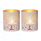 Votive Holder Metal Silhouette – White and Gold Heart Tree set of two Votive Holder Metal Silhouette – White and Gold Heart Tree set of two