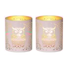 Votive Holder Metal Silhouette – White and Gold Owl set of two Votive Holder Metal Silhouette – White and Gold Owl set of two