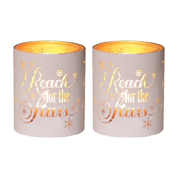 Votive Holder Metal Silhouette – White and Gold Reach set of two Votive Holder Metal Silhouette – White and Gold Reach set of two