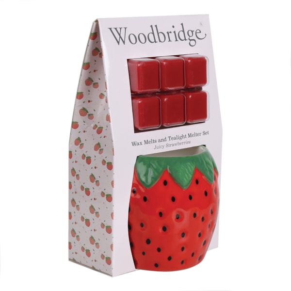 Woodbridge Wax Melts & Tealight Melter Set – Juicy Strawberry Woodbridge Wax Melts & Tealight Melter Set – Juicy Strawberry