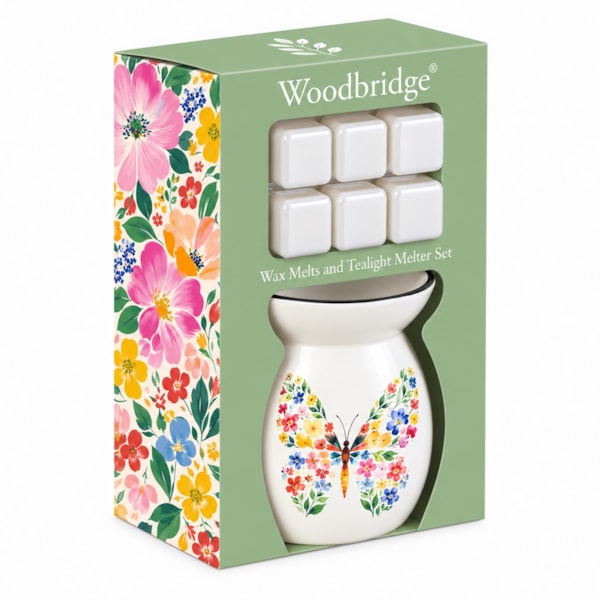 Woodbridge Wax Melts & Tealight Melter Set – Floral Butterfly Woodbridge Wax Melts & Tealight Melter Set – Floral Butterfly