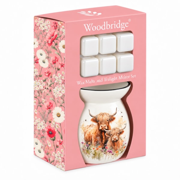 Woodbridge Wax Melts & Tealight Melter Set – Highland Cows Woodbridge Wax Melts & Tealight Melter Set – Highland Cows