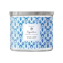 White Linen & Sea Salt Wax Tumbler Candle Jar by Woodbridge 410g White Linen & Sea Salt Wax Tumbler Candle Jar by Woodbridge 410g